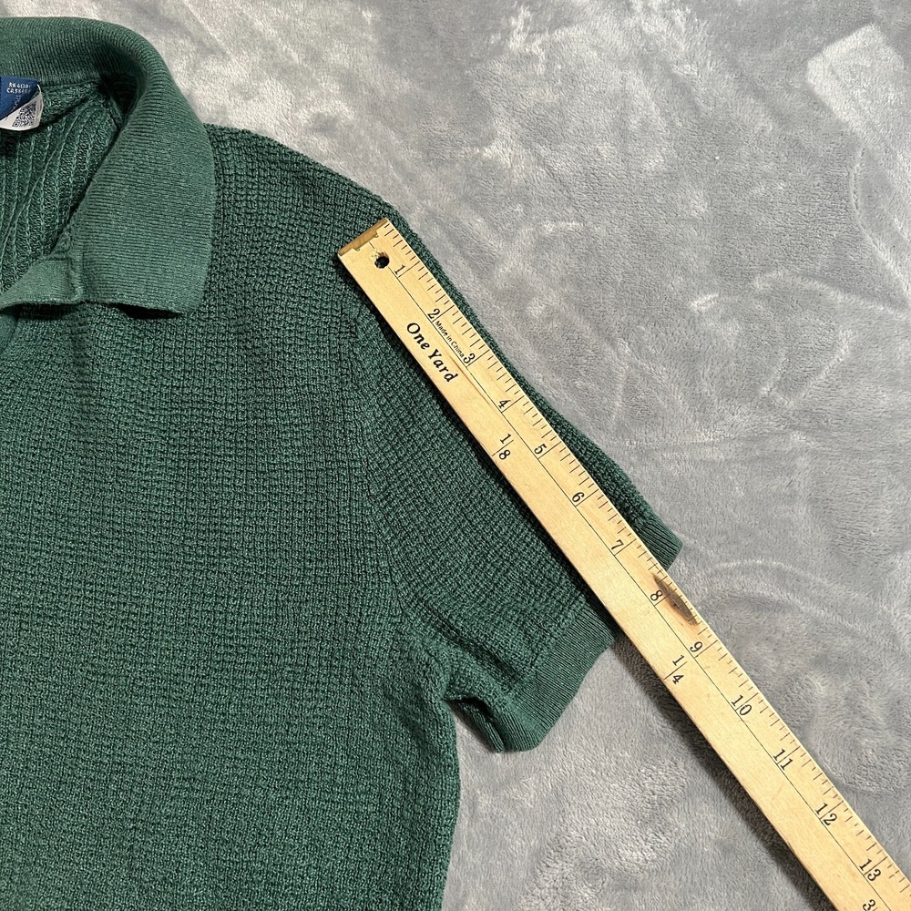 Polo Ralph Lauren Mesh Knit Linen Johnny Collar Sweater Mens Medium Green Shirt - Picture 10 of 12